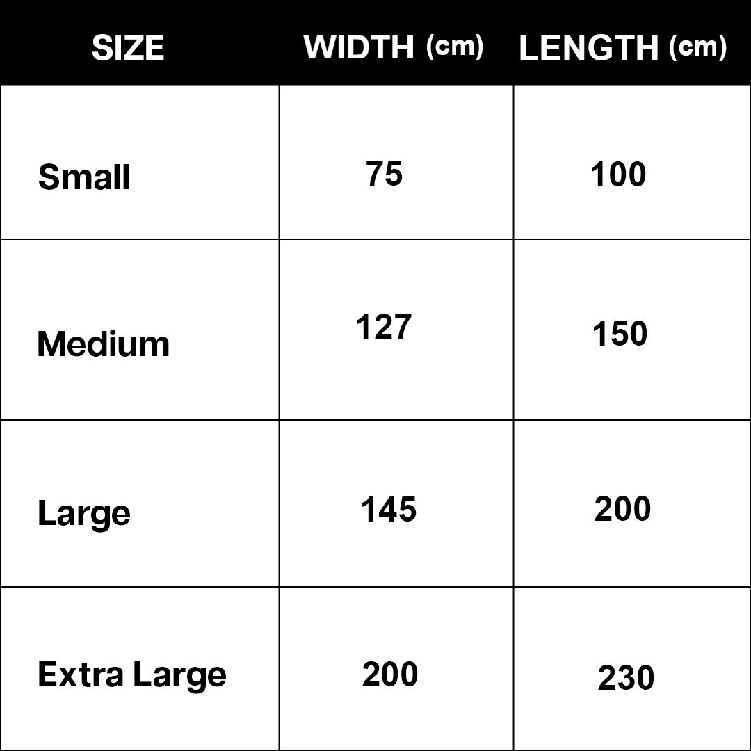 Size Guide for The Talia Lightweight Waterproof Blanket